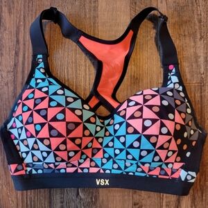VSX Victoria's Secret Sport Orange Blue Black Geometric Pattern Sports Bra